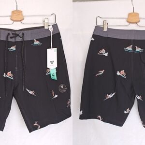 Vissla Radical Boardshort 17.5" Inseam Black‎ Gray Swim Pring Size 29 New
